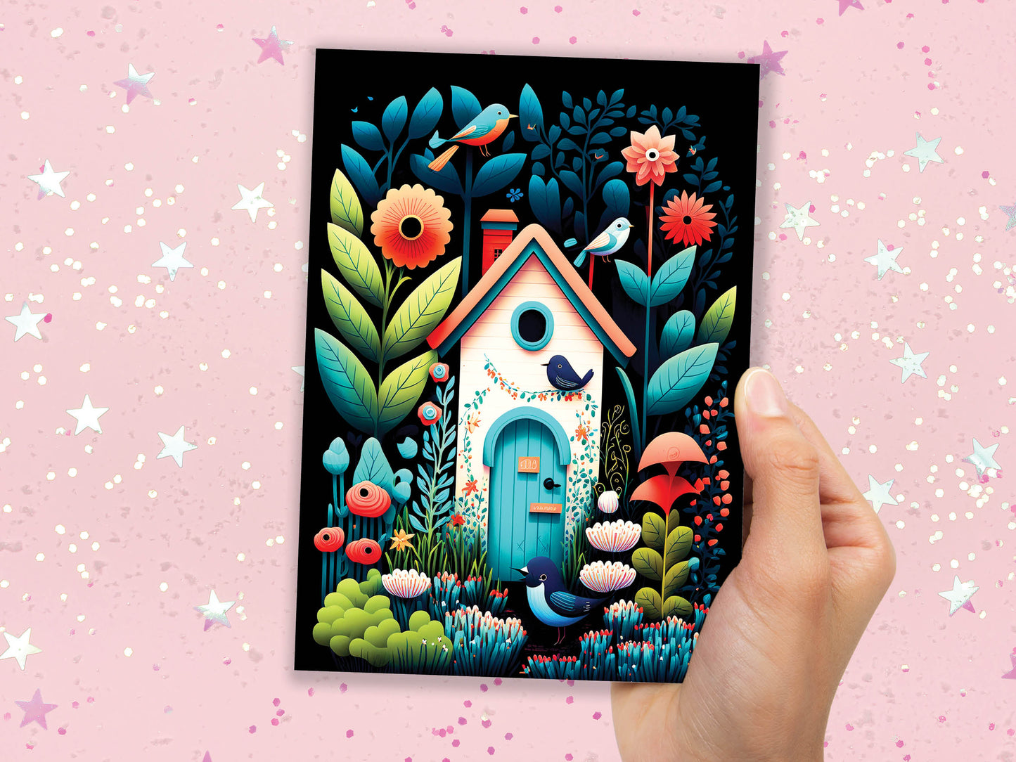 Whimsical Elegant House Illustration Greeting Card