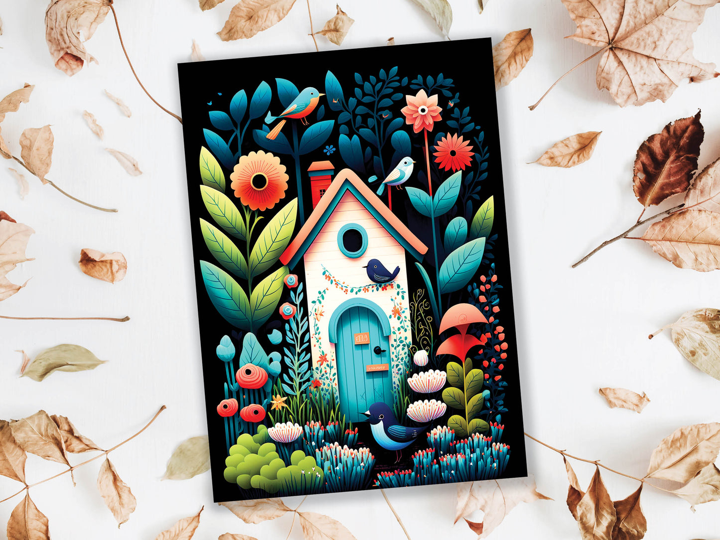 Whimsical Elegant House Illustration Greeting Card