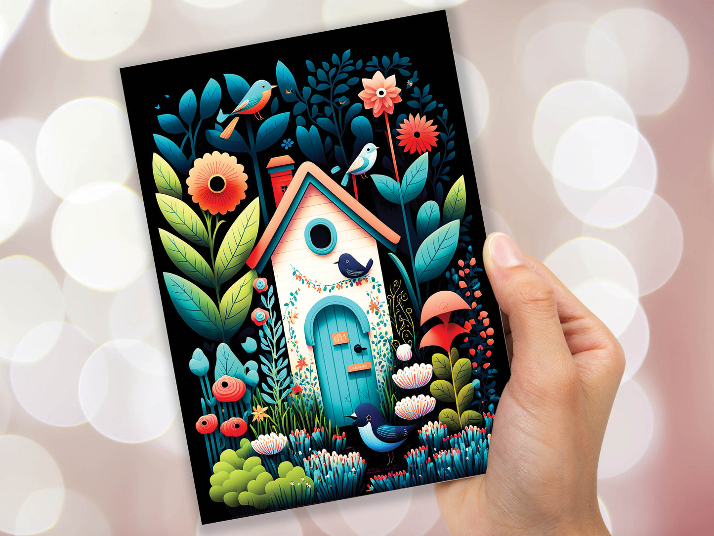 Whimsical Elegant House Illustration Greeting Card