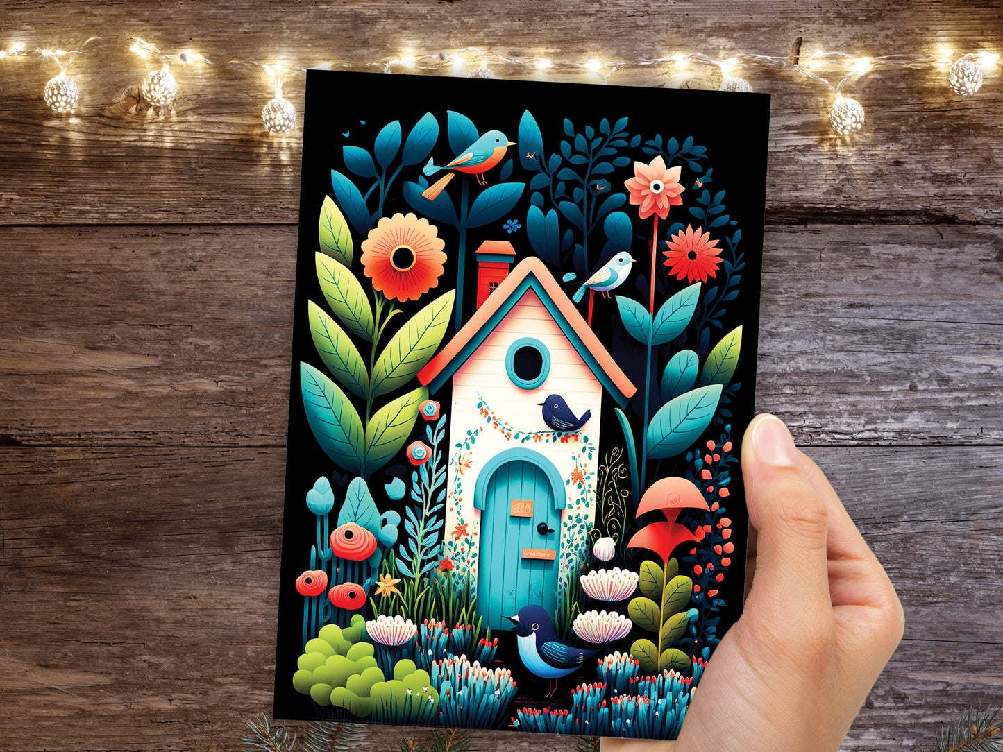 Whimsical Elegant House Illustration Greeting Card