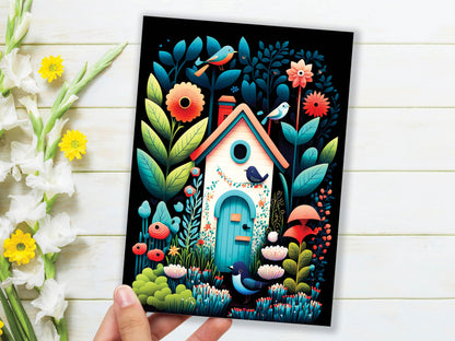 Whimsical Elegant House Illustration Greeting Card