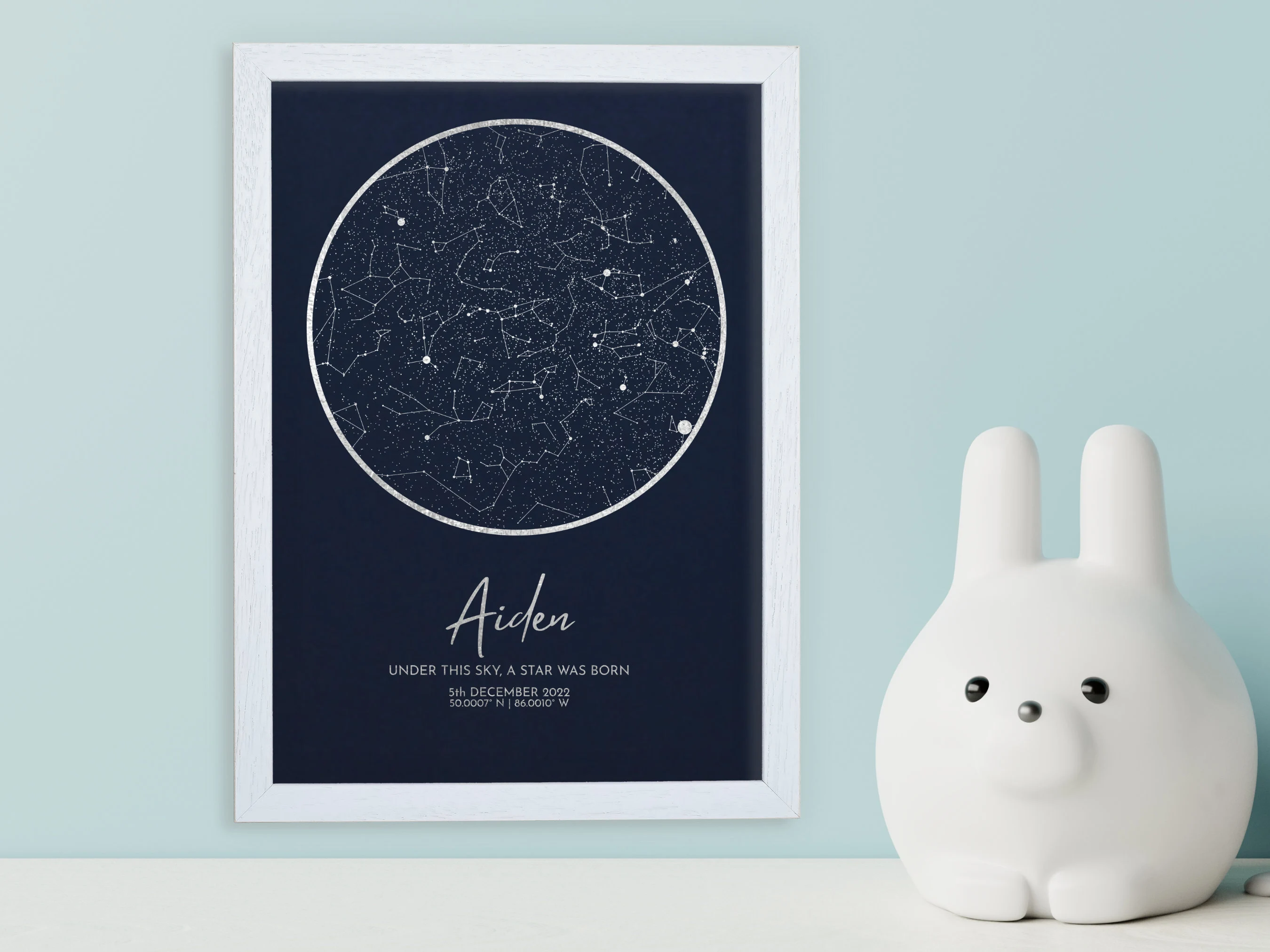Star chart in blue and silver tones