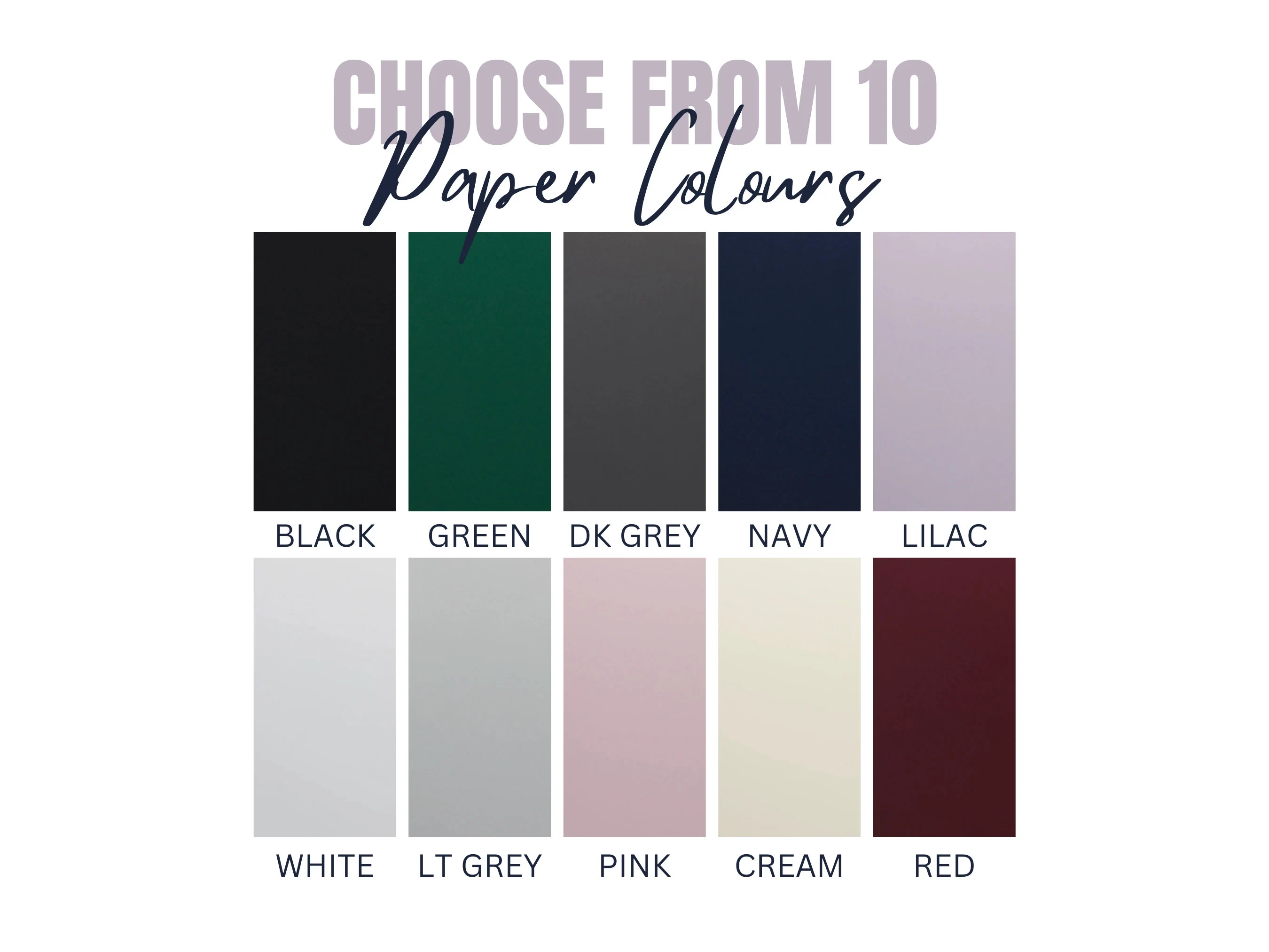 10 paper colour options for star map prints